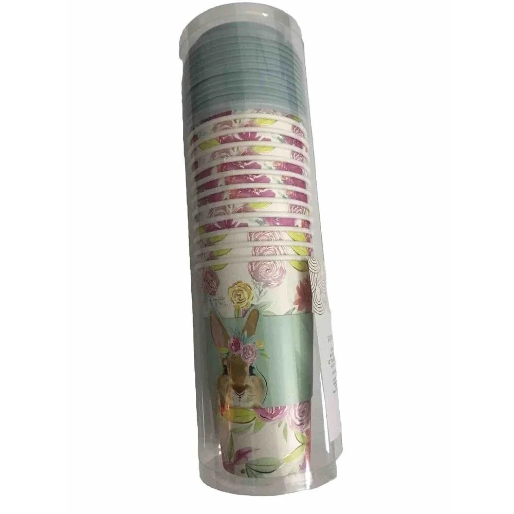 Papyrus Disposable Easter Paper Hot Cups - Pack of 12 with Lids & Sleeves